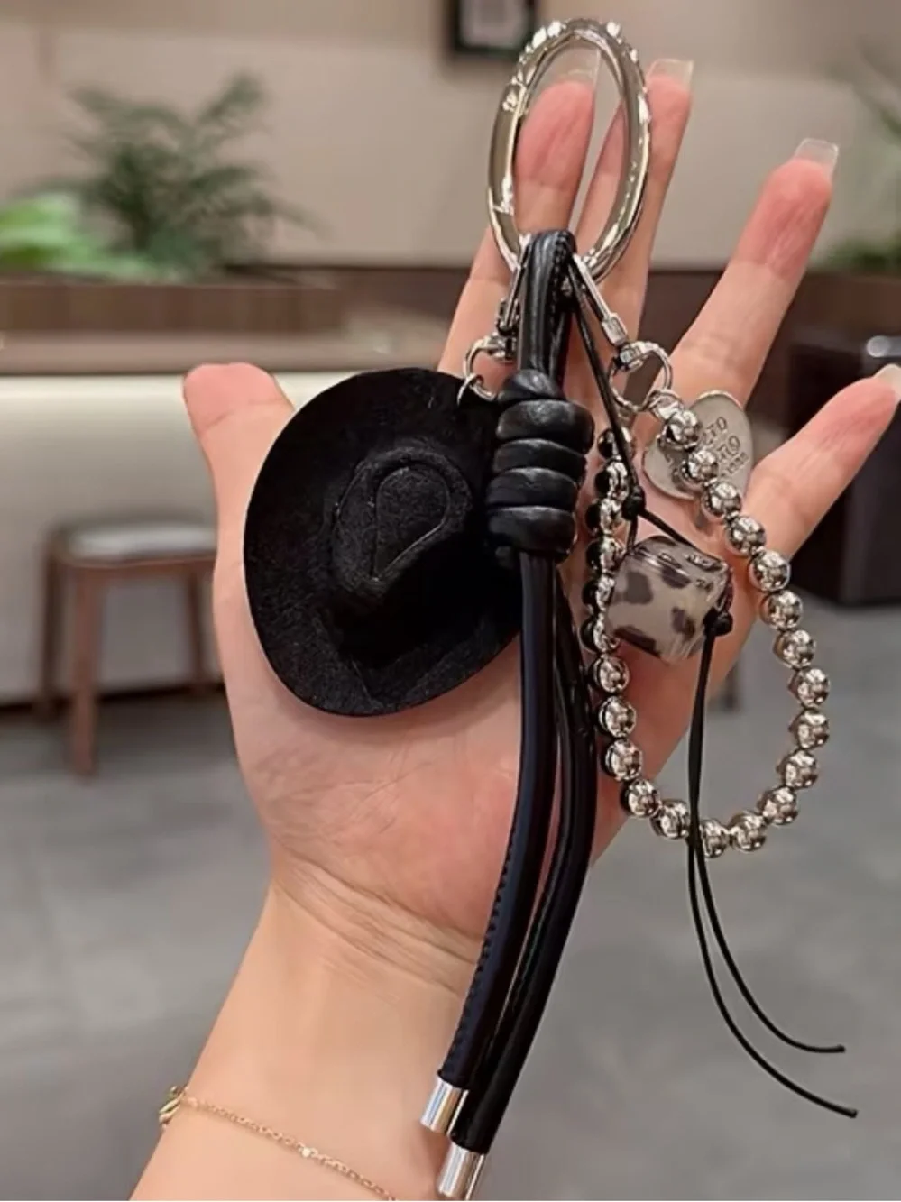 Black Hat & Tassel Key and Card Holder Charm